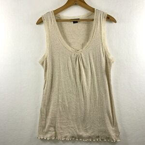 Eddie Bauer Womens Y2K Pointelle Lace Trim Cami Tank Top Sz L Tall Granola Scoop